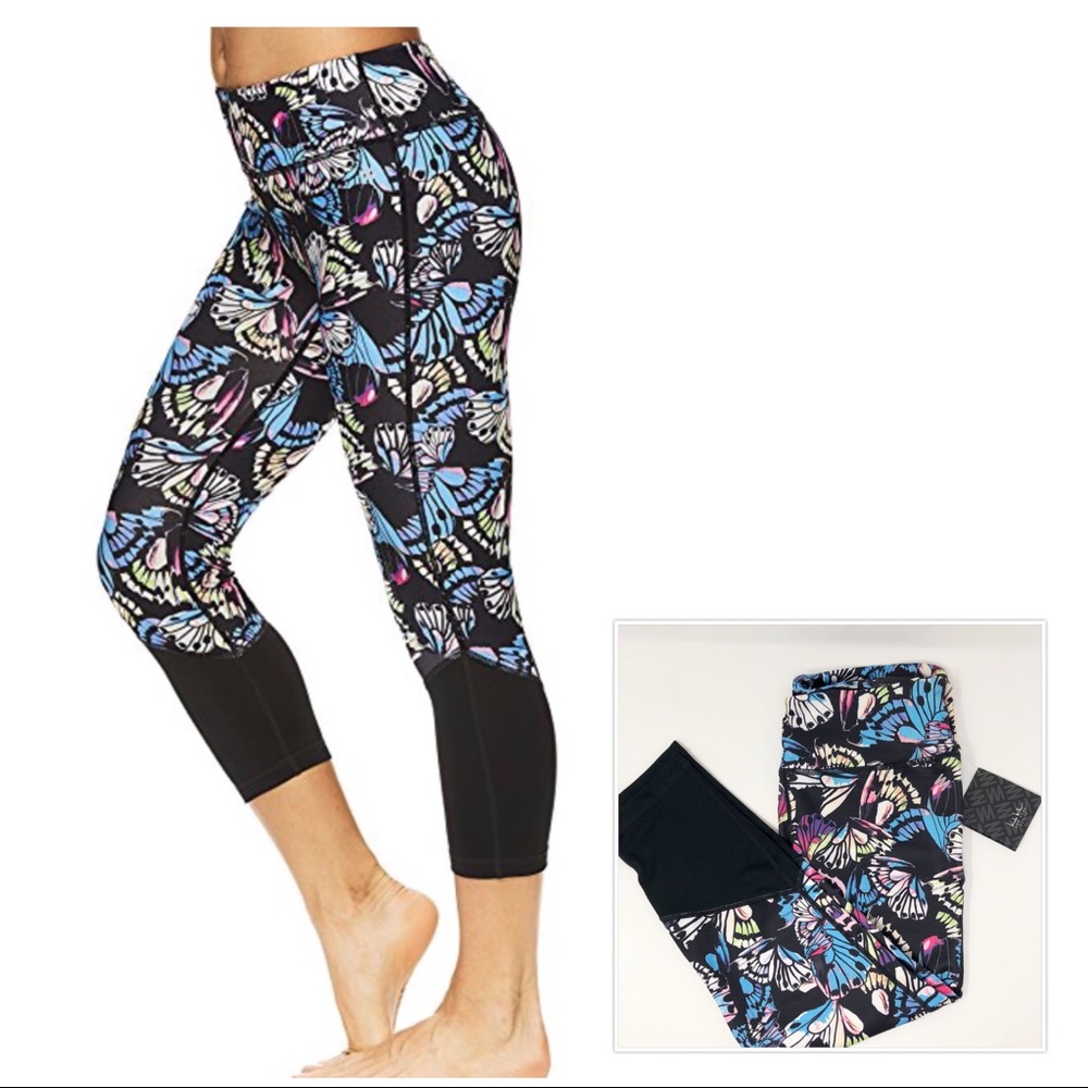 NWT Nicole Miller Black Butterfly Crop Pant Small